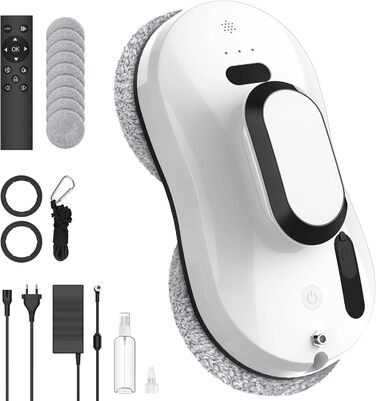 Робот для миття вікон 5600P з автоматичним розпиленням, 3 режими, інтелектуальна навігація, розпізнавання країв, пульт ДУ, система безпеки та 10 ганчірок для миття