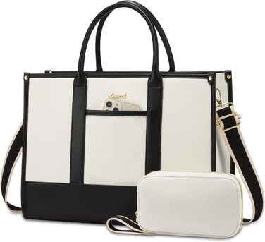 Сумка для ноутбука LOVEVOOK, 17 дюймів, чорно-бежева: водонепроникна, для роботи, навчання, офісу, універсітету, з відділенням для ноутбука