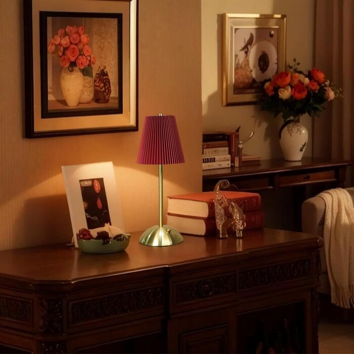LED настільна лампа з акумулятором, 3 режими, регулювання яскравості, сенсорне керування, 2 шт. (Червоний B)