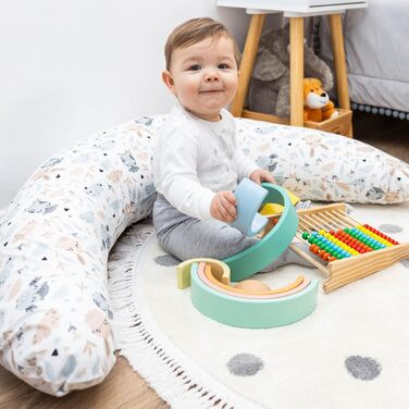 Подушка для сну Tottsy Baby Seitenschläfer - 190 см для сну на боці, вагітним та годуючим, з чохлом Oeko-Tex, принт Eulen B