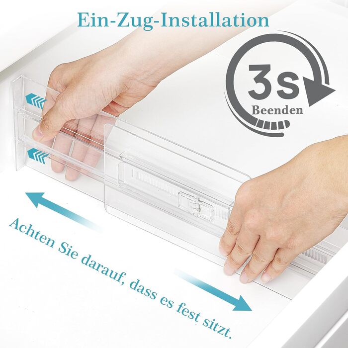 Організатори для шухляд Vtopmart (8 шт.) - регульовані, прозорі, 25.6-41.6 см