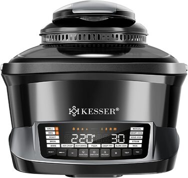 Мультиварка KESSER® 8л з фритюрницею та 16 програм. Гриль, випічка, тушкування, приготування на пару, рисоварка, йогуртниця, функція підігріву та повільного приготування. (Антрацит)
