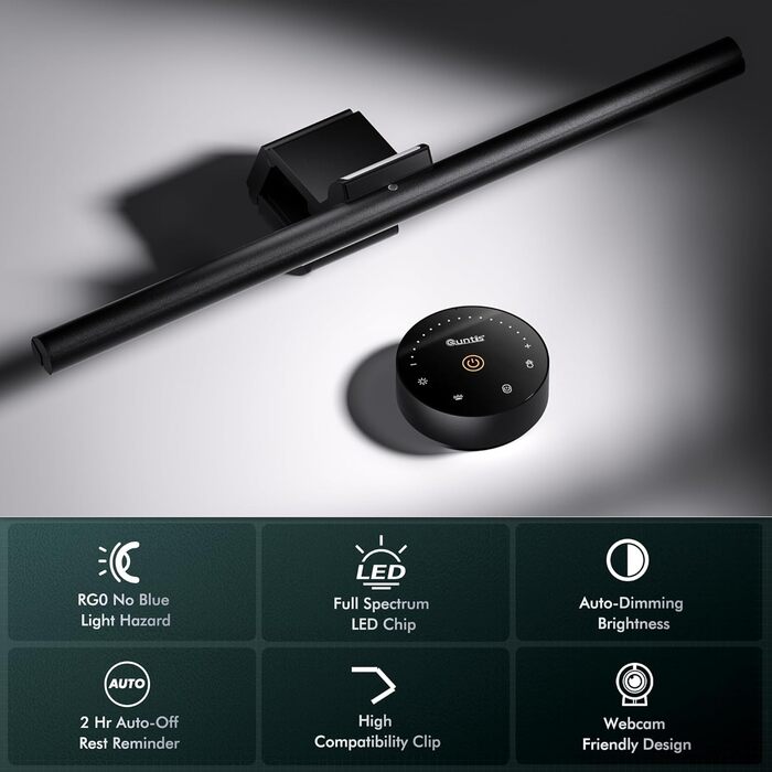 Quntis Лампа для монітора з підсвічуванням 42,5 см, RGB, з пультом дистанційного керування, регулювання яскравості та колірної температури, для офісу та дому