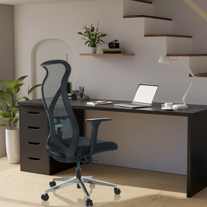 Обертове крісло / офісне крісло AZURRO B сітка / тканина чорна hjh OFFICE