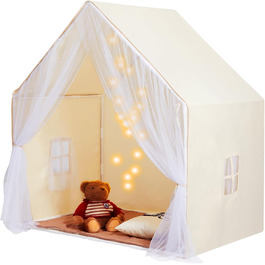 Дитячий намет VEVOR Tipi для дітей 1-5 років, складний намет з килимком та сумкою, з вікнами, для хлопчиків та дівчаток, бежевий (монгольський намет)