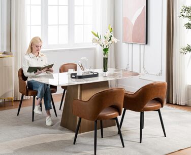 4 шт. крісла для їдальні з велюру, 360° обертання, кухонні крісла з підлокітниками, м'які бічні крісла для дому, офісу, вітальні (53*58*78 см, коричневі, шкірозамінник)