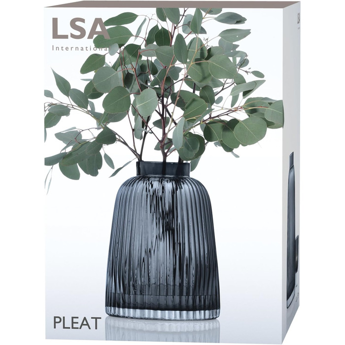 Ваза LSA Pleat сірого кольору, висота 26 см