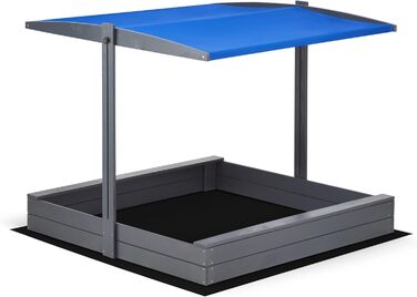 Преміум дерев'яний пісочниця з дахом UV100+, 120x120 см, з відеоінструкцією, захисне полотно 150x150 см