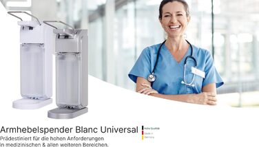 Дозатор дезінфікуючого засобу Blanc HYGIENIC, в т.ч. пляшка 1 л, змінна, Зроблено в Німеччині (срібло)