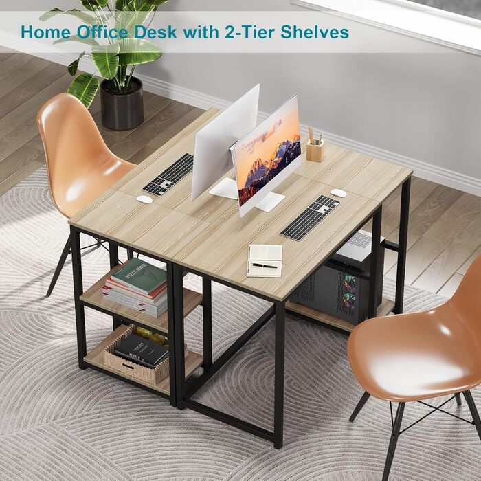 Комп'ютерний стіл WOHOMO білий 100см з місцем для зберігання, для дому та офісу, 60 x 120 см, бежевий