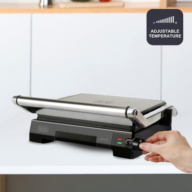 Електричний гриль-контактна поверхня Black+Decker BXGR2200E 2-в-1 (2200W, 29x23 см) з LCD-дисплеєм