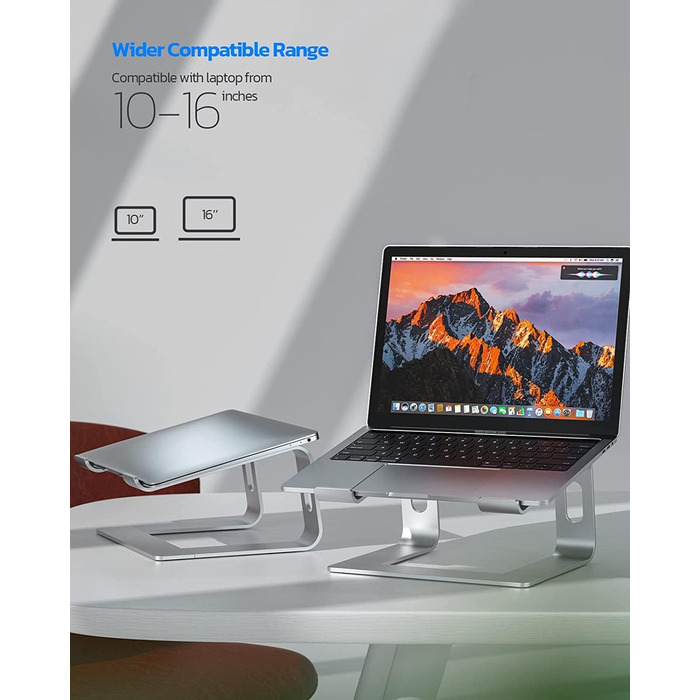 Підставка для ноутбука NULAXY, регульована, алюміній, сумісна з Dell, HP, Samsung, Lenovo (10-16 дюймів), чорний/сріблястий