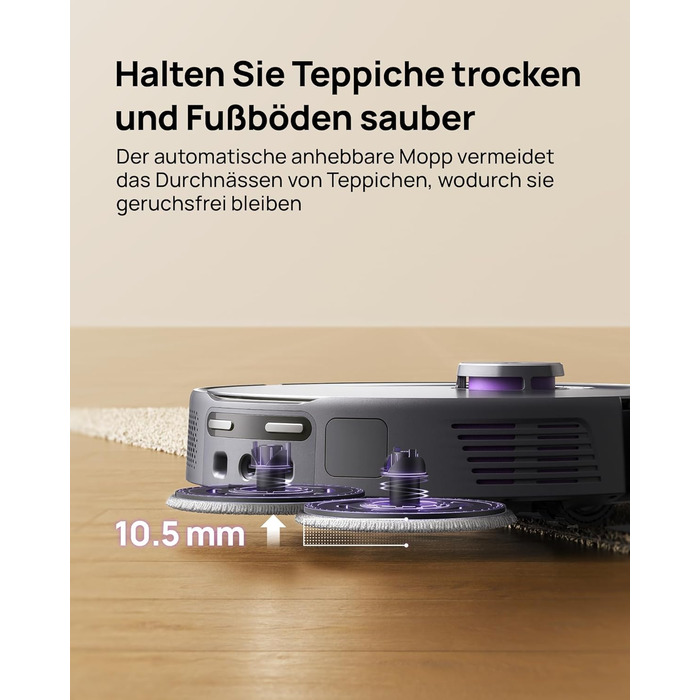 Робот-пилосос 3i P10 Ultra S з вологою ганчіркою, станція самостійного очищення, 18000 Па, для прибирання кутів, миття та сушіння, самостійне очищення та заправка, знімний моп, чорний