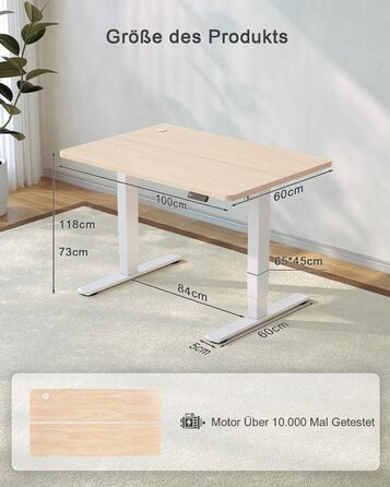 Електричний регульований стіл JUMMICO 80x60 см з USB-портом - ергономічний стіл для роботи та навчання