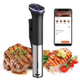 Sous Vide занурювальний кухонний термостат Karienvir 1400W з LCD-дисплеєм, Wi-Fi, IPX7, таймером, фіолетовий