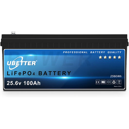 Літієва батарея UBETTER LiFePO4 24V 100Ah, 2560 Вт, 4000 циклів, заміна на AGM, для автофургонів, морських, сонячних