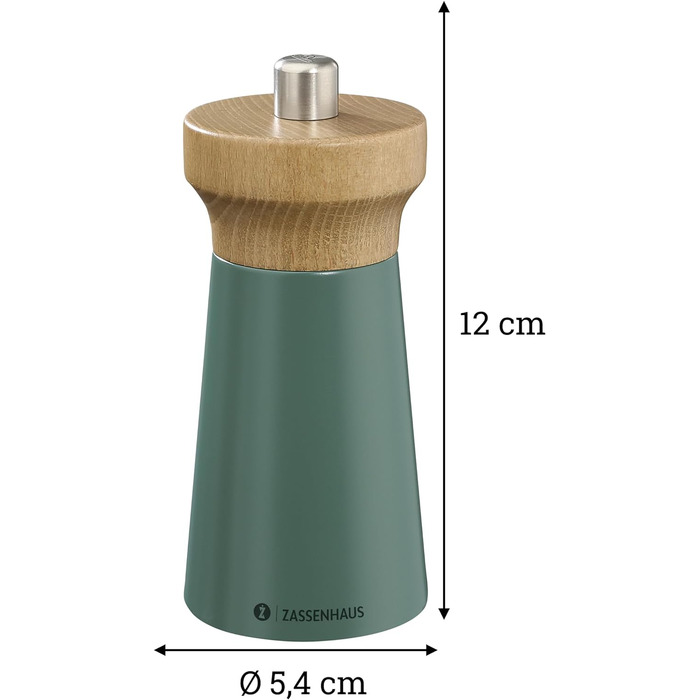 Пісок Zassenhaus WESTERLAND лакована деревина бука Букова фрезерна головка з безступінчатою високопродуктивною керамічною шліфувальною машиною Подрібнювач для спецій для солі 12 см, Ø 5,4 см (подрібнювач перцю, щільна деревина