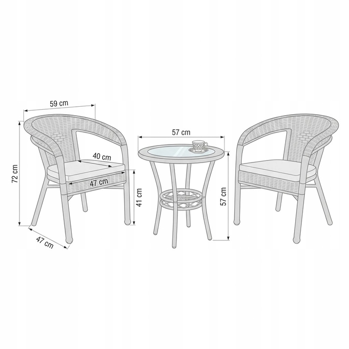 Комплект садових меблів із техноротангу MTG Trade Group, сірий, 3 предмети