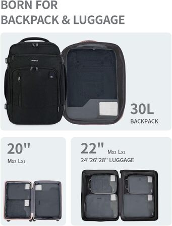 Набір компресійних органайзерів для подорожей ECOHUB, 4 шт., сірі пакувальні куби з маркуванням та сіткою для валізи та рюкзака