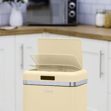 Сміттєве відро Swan Retro SWKA4500CN з автоматичним відкриванням, 45 л, метал, кремовий колір, вінтажний дизайн