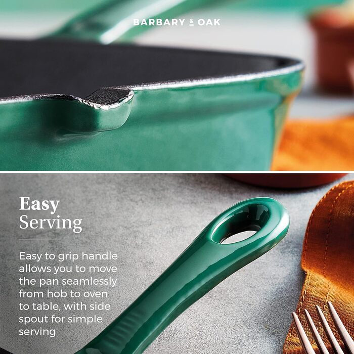 Сковорода-гриль Barbary & Oak BO800256GRN з емальованим покриттям, 23 см, зелений