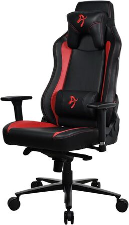 Ігровий та офісний крісло Arozzi Torretta Premium з SoftFabric™, 3D-підлокітники, висока спинка, регульована нахил, 2 подушки (Чорний/Червоний)
