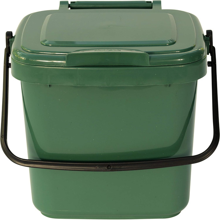 Повністю зелений кухонний компостний контейнер з інструкціями з компостування пластиковий, 7 літрів, зелений
