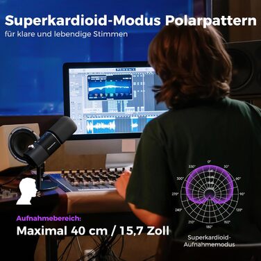 Kondensторний мікрофон NearStream AM25X USB/XLR зі стійкою: Набір для подкастів, стримінгу, студії та ігор на PC/PS5/PS4. З функцією моніторингу та шумозаглушенням.