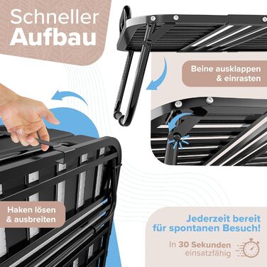 Розкладне ліжко ELONEO 80x200 см з преміум-матрацом, металевий каркас, витримує до 250 кг, гостьове ліжко на колесах з захисним чохлом