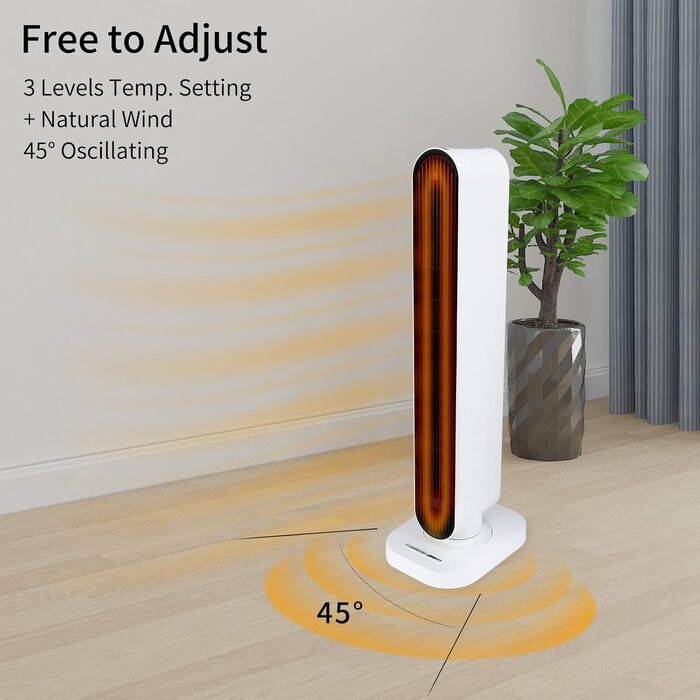 Електричний конвектор-нагрівач з пультом керування, 1500W, 4 режими, захист від перегріву, для кімнати до 25м²