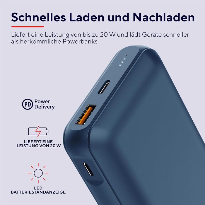 Вт, PD 18W USB-C, QC 3.0, 50 перероблений, в т.ч. кабель, синій, 10000mAh 20