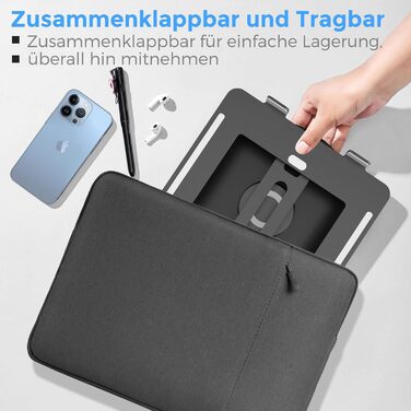 Підставка для ноутбука з поворотним основанням на 360°, регульована по висоті, ергономічна, з вентиляцією, складана, стабільна, з алюмінію для столу (чорна)