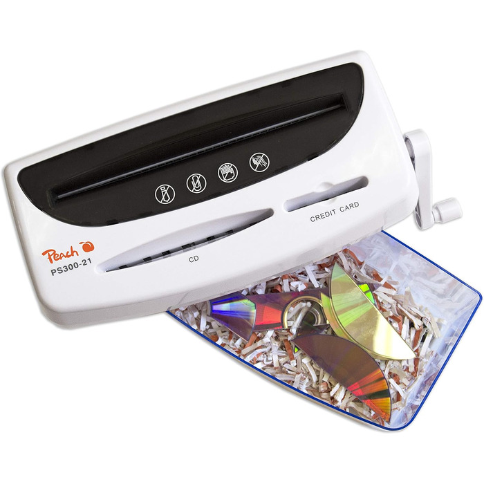 Шредер для паперу Peach PS500-40A: 10 листів, P-4, 21 літр, DSGVO, для офісу