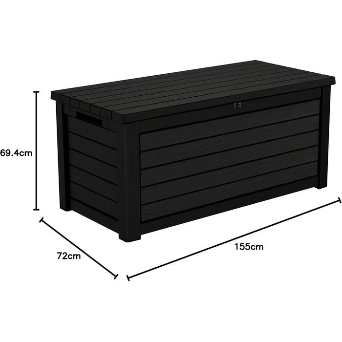 Ящик для зберігання садовий Koll Living Gartenbox 623л, чорний - міцний, з газовими амортизаторами, витримує до 272 кг