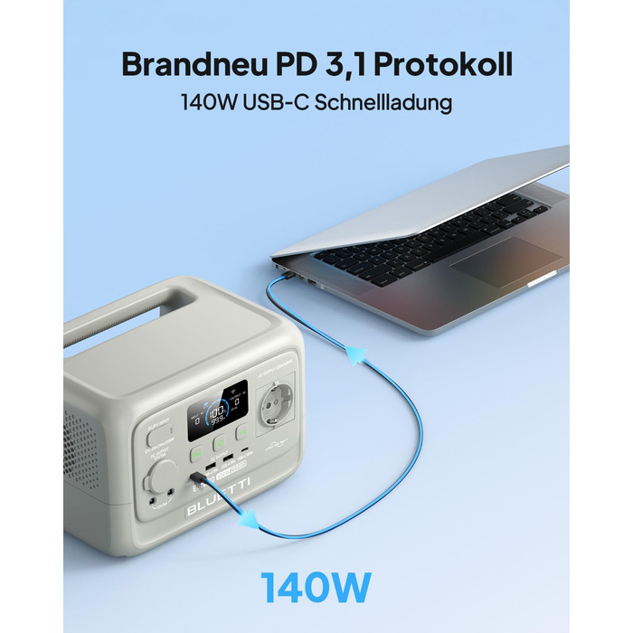 Портативна електростанція Elite 30 V2-Helles Sandgrau: 288 Wh, 600W, LFP акумулятор, сонячний генератор для кемпінгу та надзвичайних ситуацій