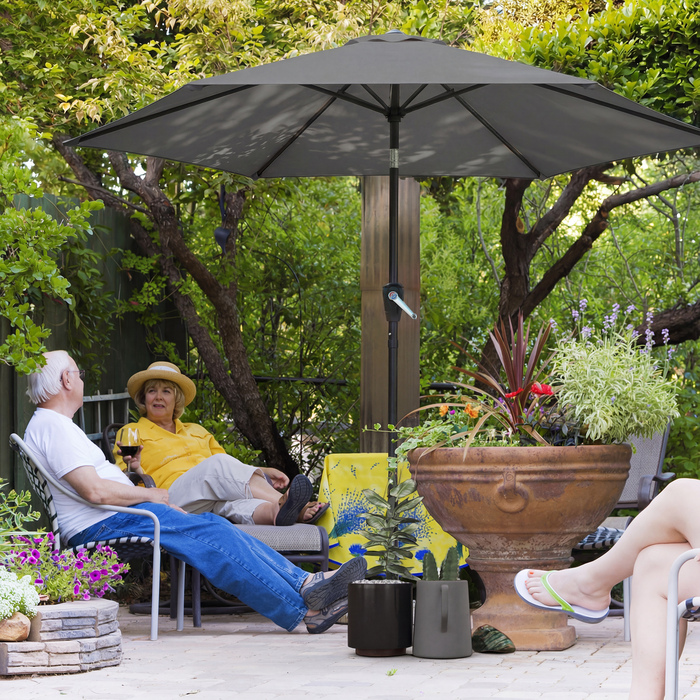 Сонячний парасолька 270 см, шарнірний, для балкона з ручним механізмом, захист від сонця UV 50+, садовий парасолька, темно-сірий