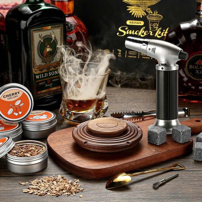 Набір для копчення коктейлів: 4 дерев'яні чіпси, аксесуар для віскі, коктейлів, кави, бурбону та м'яса