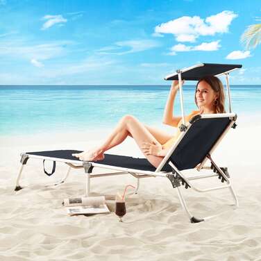 Шезлонг Мальта Антрацит 210x61x35см Alu Sun Covery