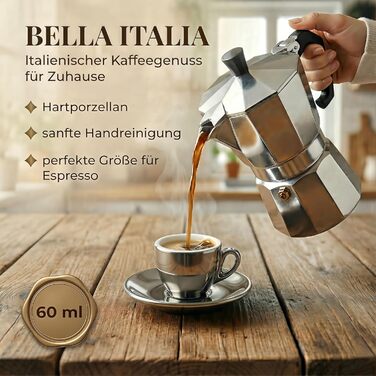 Набір кавових чашок Капучіно 6 шт. з підставками, білі, італійський стиль, 60 мл