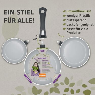 Набір сковорідок Berndes b.perfect 2 шт. – універсальна сковорода 24/28 см, знімний ручка, підходить для всіх плит, антипригарне покриття, алюміній, без PFAS, чорний (в комплекті 4 шт. з лопаткою)