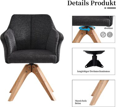Обідній стілець B&D Daisy поворотний стілець з підлокітниками м'який стілець сучасний скандинавський дизайн ткане полотно ука