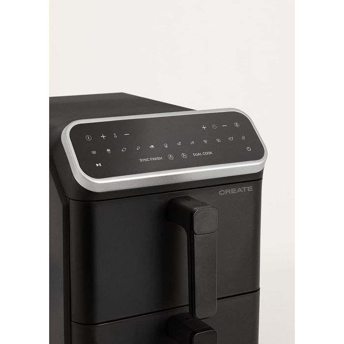 Фритюрниця без олії з пароваркою, 4.2л, 6 програм, скло, 1300W (11.2л Dual Stack, чорний)