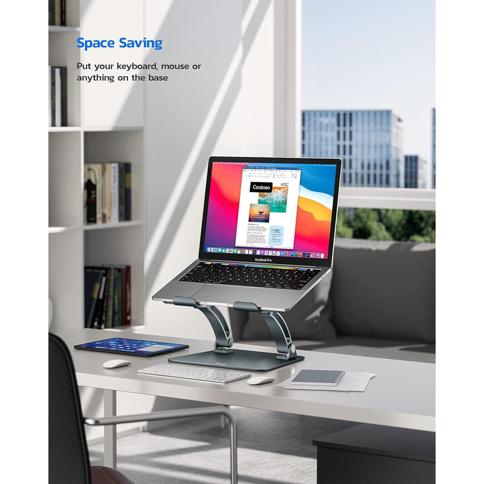 Підставка для ноутбука NULAXY, регульована висота, з вентиляцією, для MacBook, Dell, Samsung, Acer, Huawei - чорна (B-Gray)