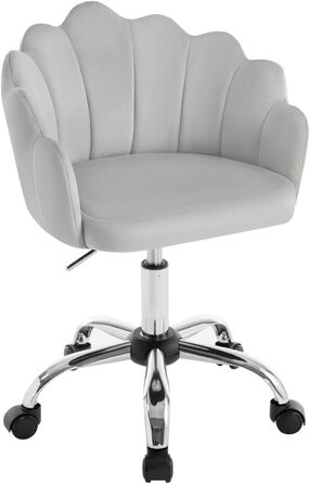 Крісло WOLTU для дому та офісу з м'якою спинкою у вигляді пелюсток, обертове, з регулюванням висоти, для робочого кабінету, спальні, сіре (велюр)