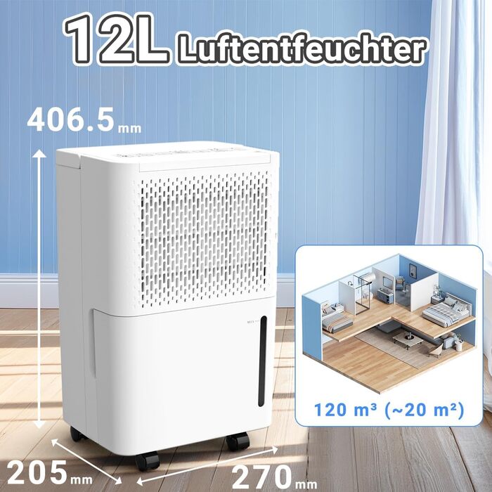 Зволожувач повітря Pasapair 12L - автоматичний осушувач для дому, 3 режими роботи, таймер, цифровий дисплей, для захисту від вологи та плісняви