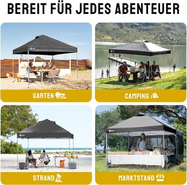 Павільйон CROWN SHADES 3x3: Водостійкий, стабільний, зимостійкий, захист від сонця UV 50+, для кемпінгу, саду та відпочинку. Сірий в клітинку.