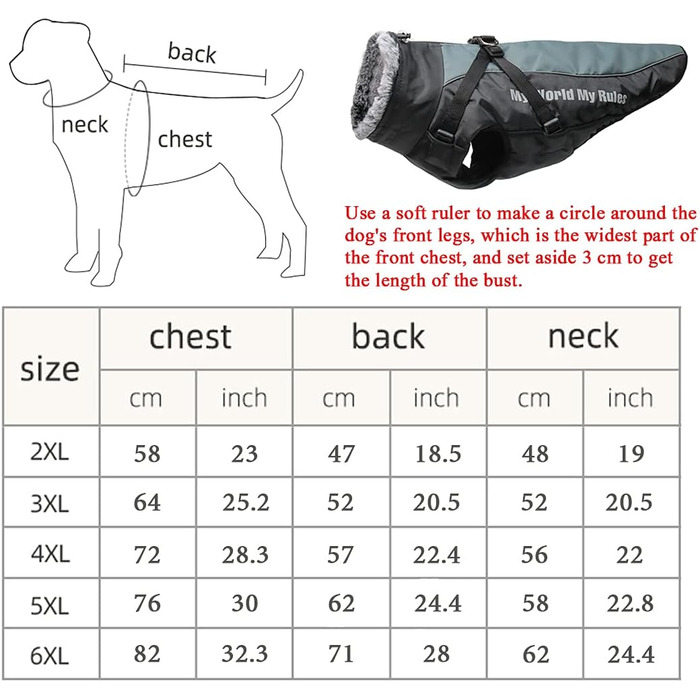 Куртка для собак Зимовий жилет вітрозахисний водонепроникний з шлейкою та хутряним коміром, гірськолижний костюм для собак 5XL