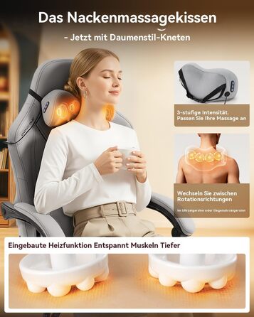 Ігровий крісло Dowinx з масажем, ергономічний дизайн, підтримка попереку та шиї, до 135 кг, шкіра, чорний (сірий), для дорослих