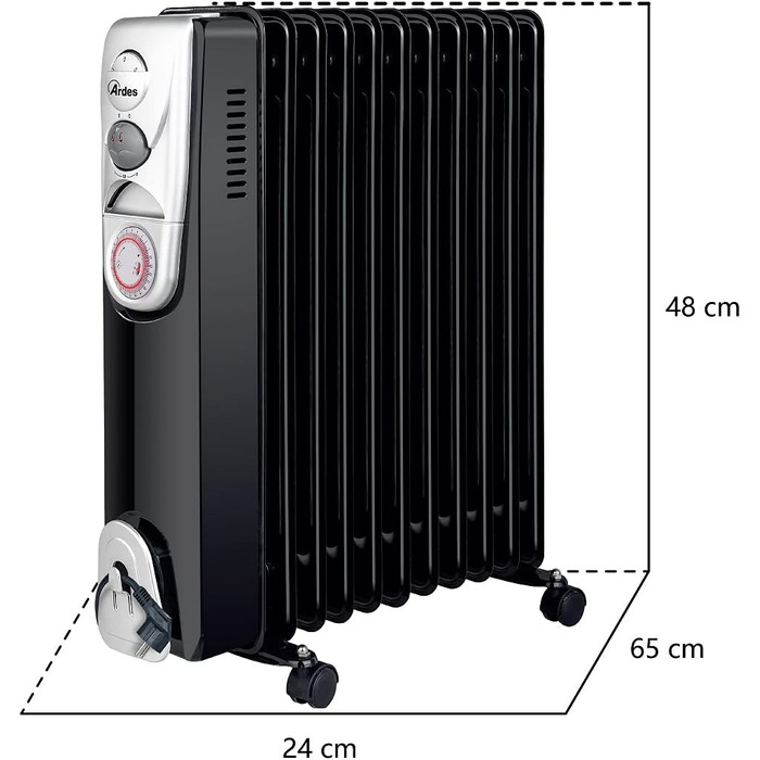Електричний масляний радіатор OILO 11T, 11 ТЕНів радіатори, розумний радіатор з таймером, 3 блоки живлення та вентиляція електричний радіатор з колесами та кабельною котушкою, 4R11BTE