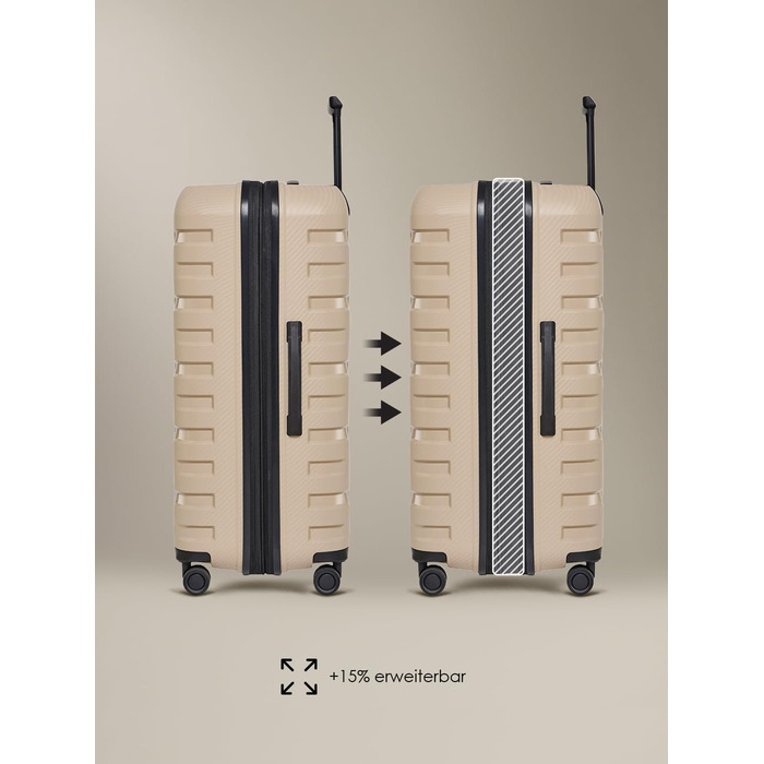 Набір валіз Smartbox Hartschalen Edition 01: 3 валізи, розширювані, з TSA-замком, з поліпропілену (Бежевий)